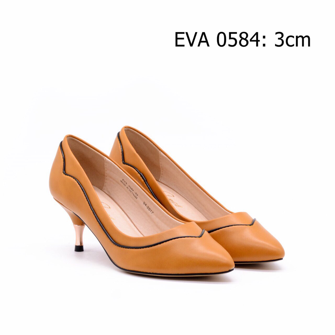 Giày công sở EVA0584 thiết kế viền nổi nữ tính cao 3cm.